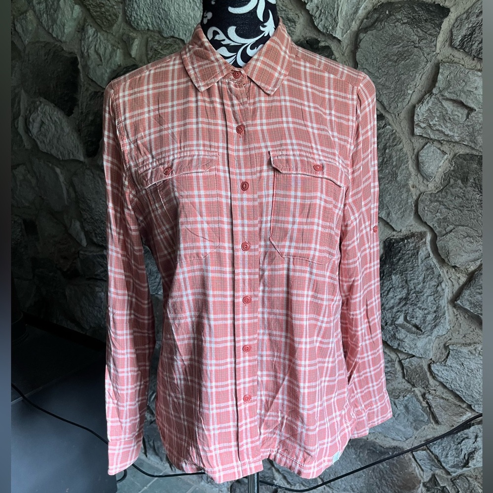 L.L.Bean Salmon Plaid Button Down Shirt S